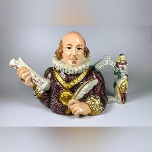 A+ VINT ☕️ FITZ & FLOYD ☕️ Literary Masters 1994 🎭 SHAKESPEARE Ceramic Tea Pot